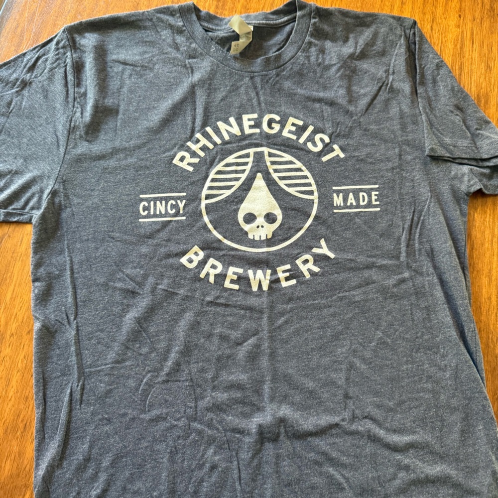Rhinegeist Charcoal Tee with Brewery Logo